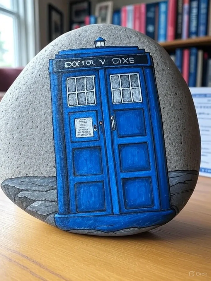 A hand-painted pet rock